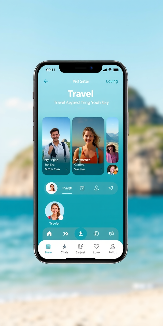 AdventureMate app interface showing travel profiles