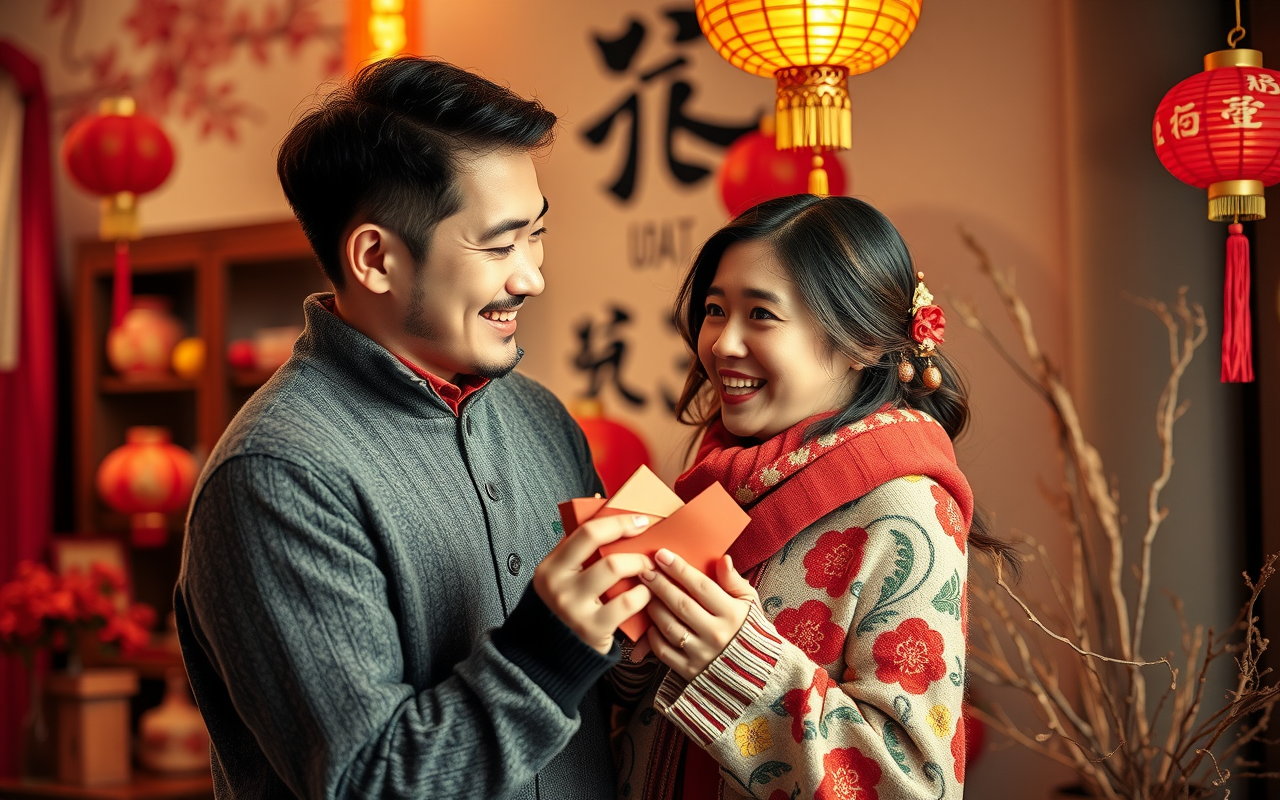 Couple celebrating Lunar New Year together