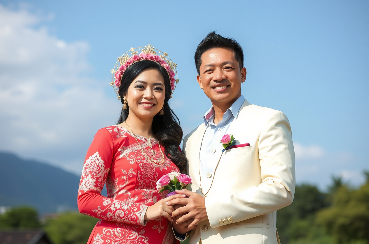 Mei and James on their wedding day