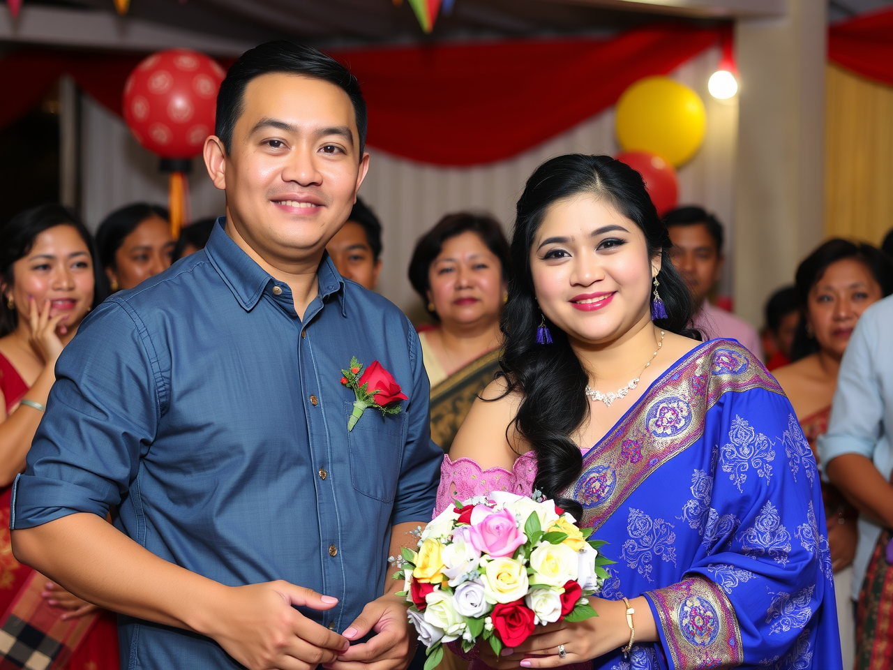 Filipino couple celebration with family