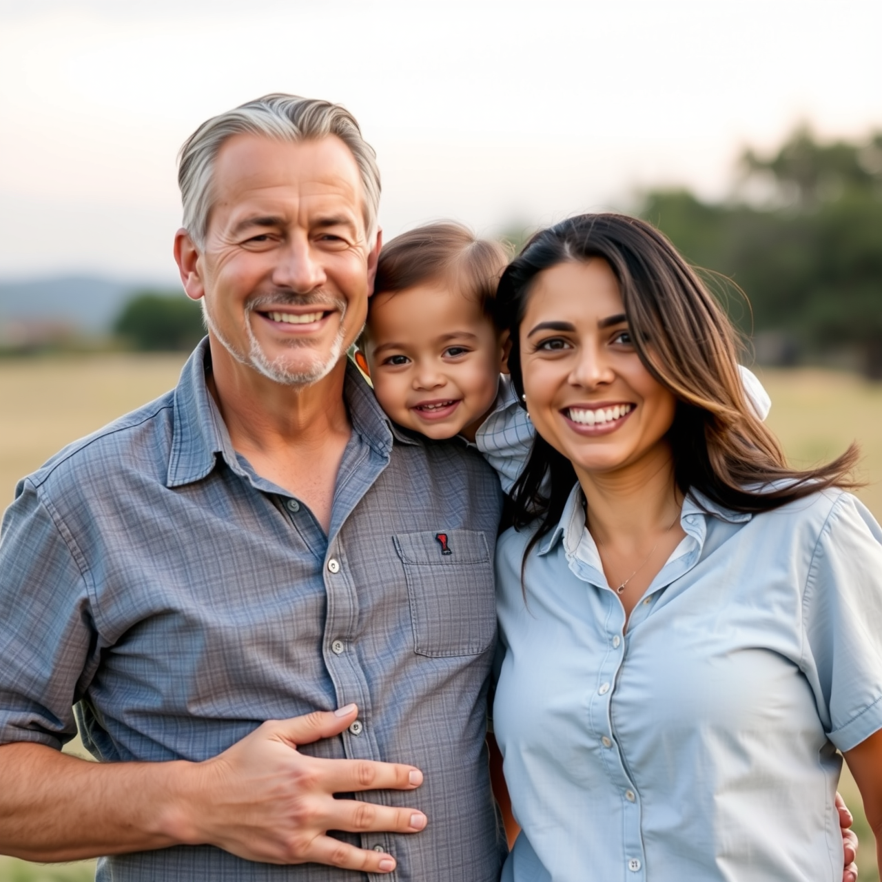Robert and Elena with their daughter in their home
